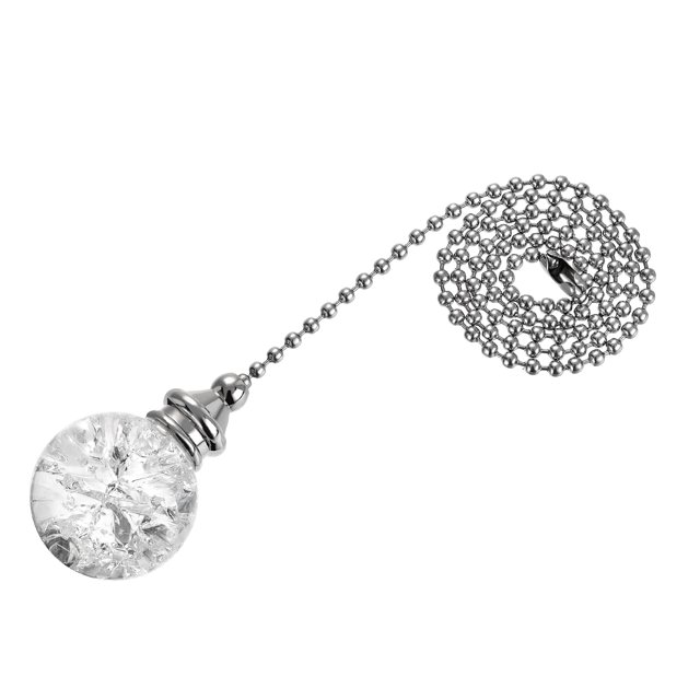 Unique Bargains Ceiling Fan Pull Chain Light Lighting Accessories Extension Ice Cracked Crystal Ball Pendant Clear