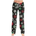 thumbnail image 4 of Mens Christmas Pajama Pants Big & Tall Sleep Lounge Pants Drawstring Holiday Xmas Pjs Bottoms Black, L, 4 of 7