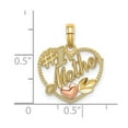 thumbnail image 2 of 10k Two Tone Gold Love Heart Pendant Necklace With Number 1 Mother and Pink Heart 20x17mm Wide Pendant for Women, 2 of 2