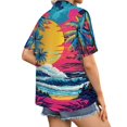 thumbnail image 5 of ASDFVBKG Hawaiian Shirt Women Hawaii T-Shirt Tropical Floral Printed V Neck Shirts Soft Cool Summer Beach Button Up Blouse Hot Pink M, 5 of 6