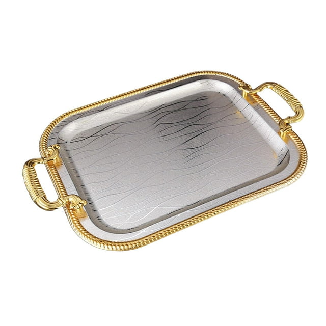 Bandeja decorativa para servir, bandeja para mesa de centro, fácil de limpiar, elegante, con asa, bandejas de tocador para comida, café, té, otomana 385 x 265 x 3 cm