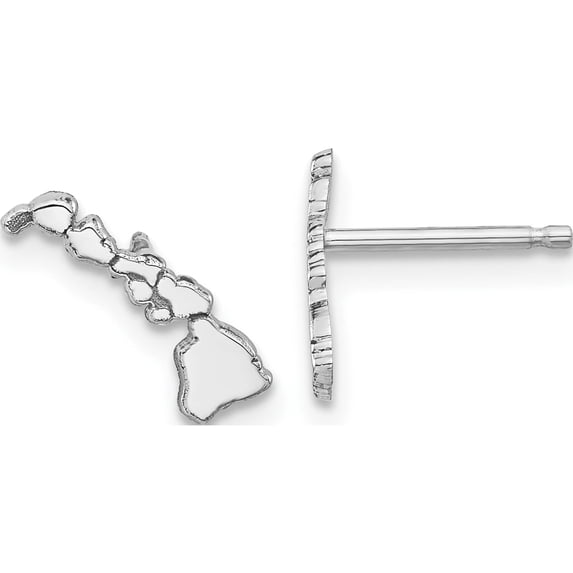 14K White Gold 14Kw Hawaii State Earrings (11.72 X 4.06) Made In United States xne50w-hi