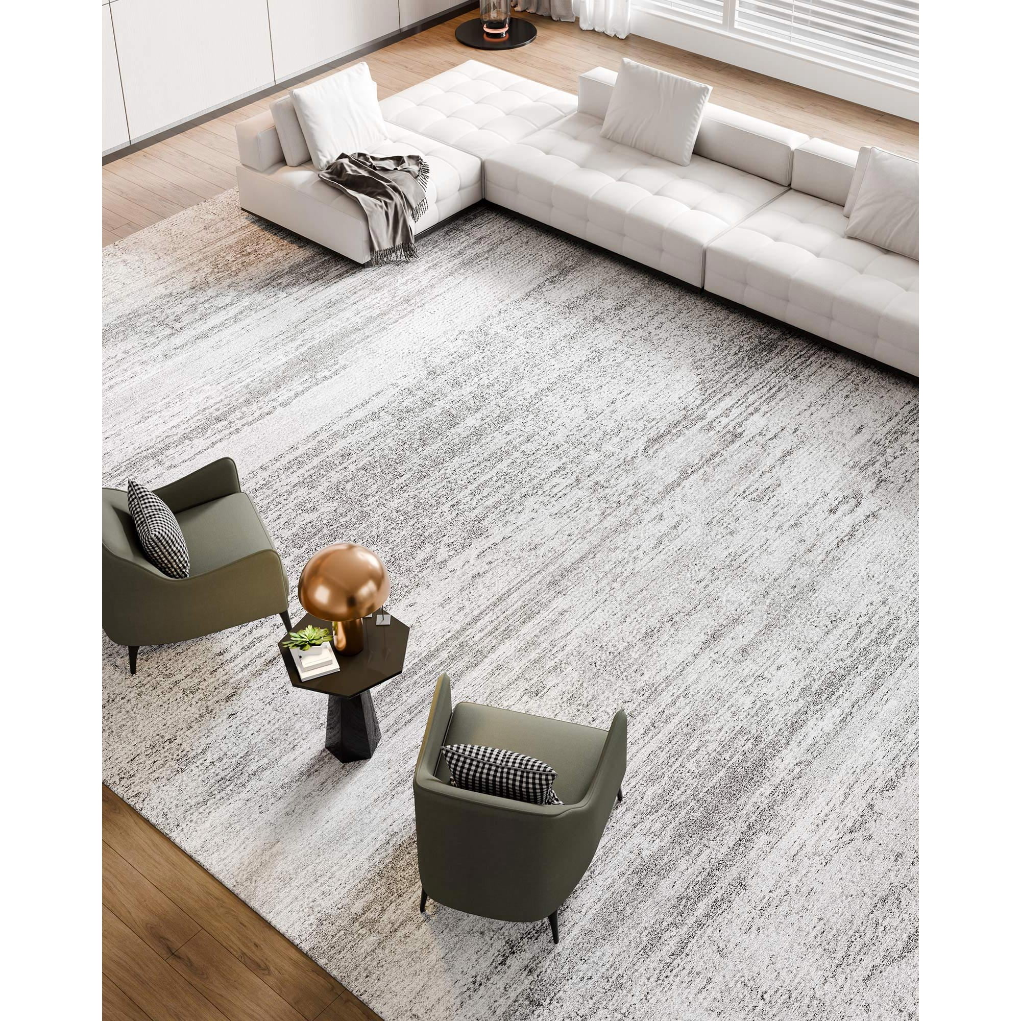 KFFKFF Large Washable Area Rug, 10 x 14 ft Soft and Durable Carpet, Non-Slip and Tear-Resistant Indoor Mat, Pet and Kid Friendly, Suitable for Bedroom, Office, Living Room, Entryway, Gray