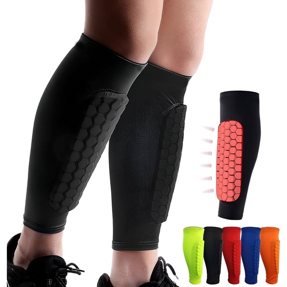 TELOLY Soccer Shin Guards Shin Pads for Kids Youth Adult, Calf Compression Sleeve with Honeycomb Pads, Support for Shin Splint Baseball Boxing Kickboxing MTB, Lightweight