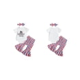 thumbnail image 3 of Baby Girl Patriotic Outfit Letter Print Short Sleeves Romper and Star Stripe Flare Pants Headband 3 Piece Clothes, 3 of 10