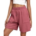 thumbnail image 2 of MOSHU Womens Cotton Shorts Drawstring Waist Sweat Shorts for Women Summer Casual Shorts with Pockets, 2 of 10