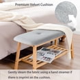 thumbnail image 5 of StorageWorks Upholstered Fabric Bench, Entryway Bench with Shoe Storage Shelf, Gray, 5 of 8