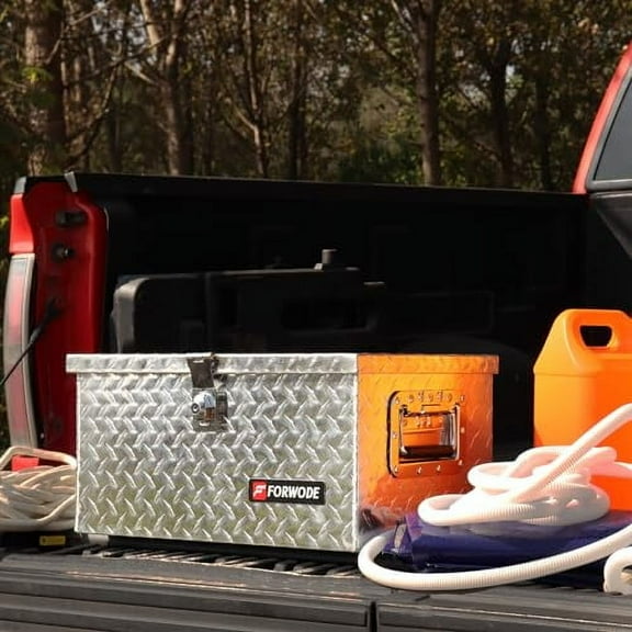 20 Inch Truck Bed Tool Box Aluminum Heavy Duty Trailer Tool Box for Pickup Truck Bed RV Toolbox with Handle and Lock - Silver