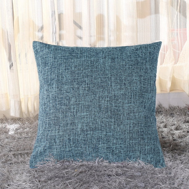 Xiao Hua 1 funda de almohada de lino grueso con estampado verde, funda de almohada colorida, ilumina la decoración de tu dormitorio 17.72x17.72 pulgadas (azul grisáceo)