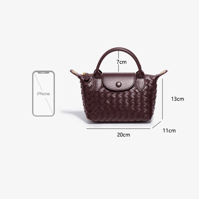 LHSHIDU Woven Bag Dumpling Handbag for Women,Mini Lightweight Leather Women's Top Handle Handbag Fashion Travel Daily Satchel