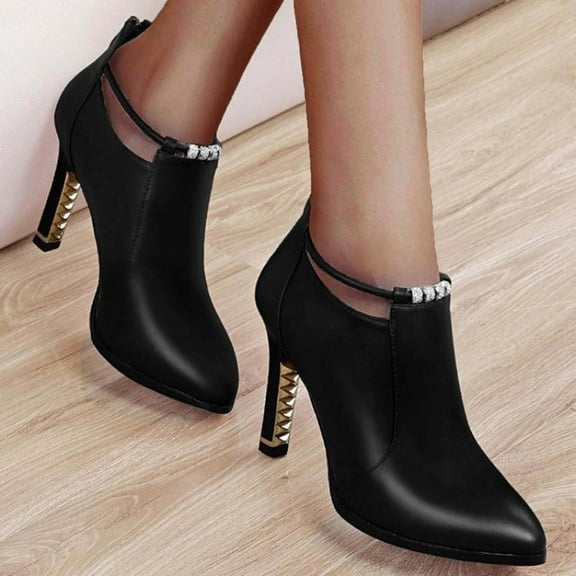 Wowcloth Women's Fashion Ankle Boots – Pointed Toe High Heel Fashion Casual Versatile for Trendy Autumn Winter Stylish Footwear