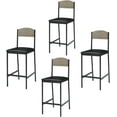 thumbnail image 1 of Silla de Bar Alta con Respaldo Curvo - Tapizado en Piel Sintética, 300 lbs Capacidad, Marco de Metal, Gris, 4 sillas, 1 of 7