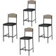 thumbnail image 1 of Silla de Bar Alta con Respaldo Curvo - Tapizado en Piel Sintética, 300 lbs Capacidad, Marco de Metal, Gris, 4 sillas, 1 of 7