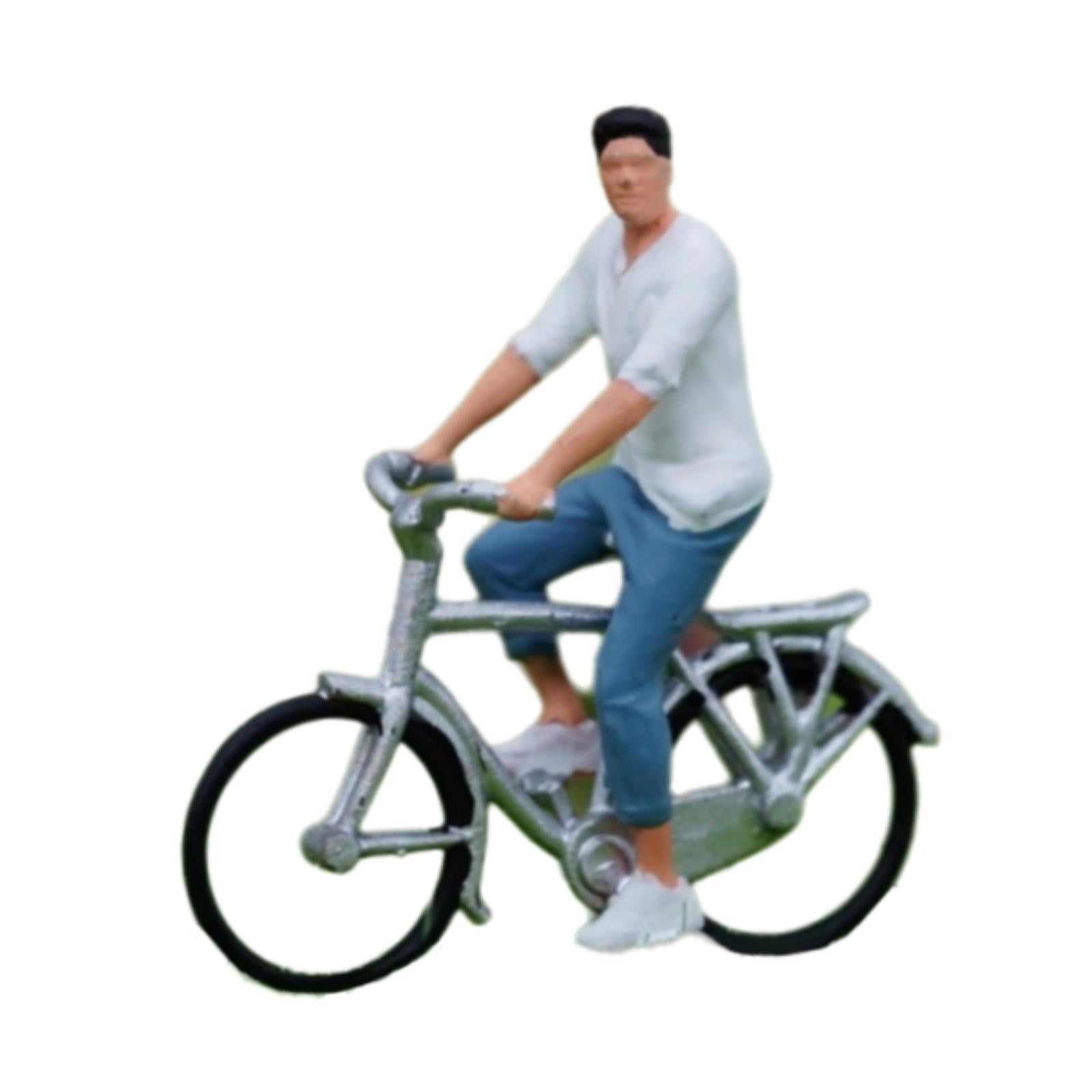 JWQFBC 1:64 People with Bike DIY Crafts Sand Table Ornament Miniature Biker for Diorama man