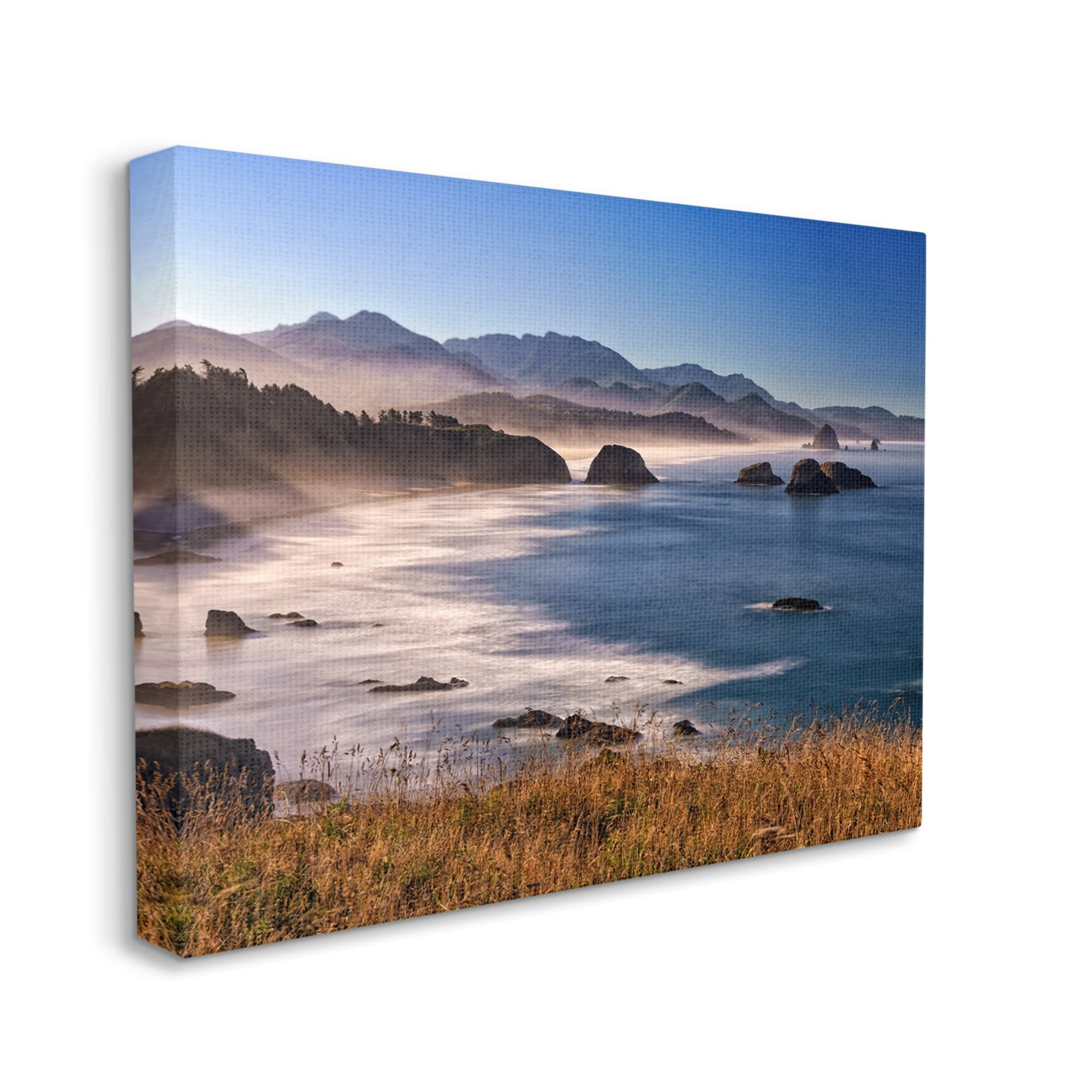 Stupell Rocky Shore Coastal Mountain Peaks Landscape Photography Gallery Wrapped Canvas Print Wall Art