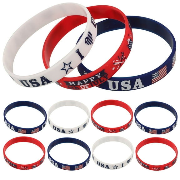 NICEXMAS Independence Day Silicone Wrist Bands for Children Adults Festivals 12Pcs