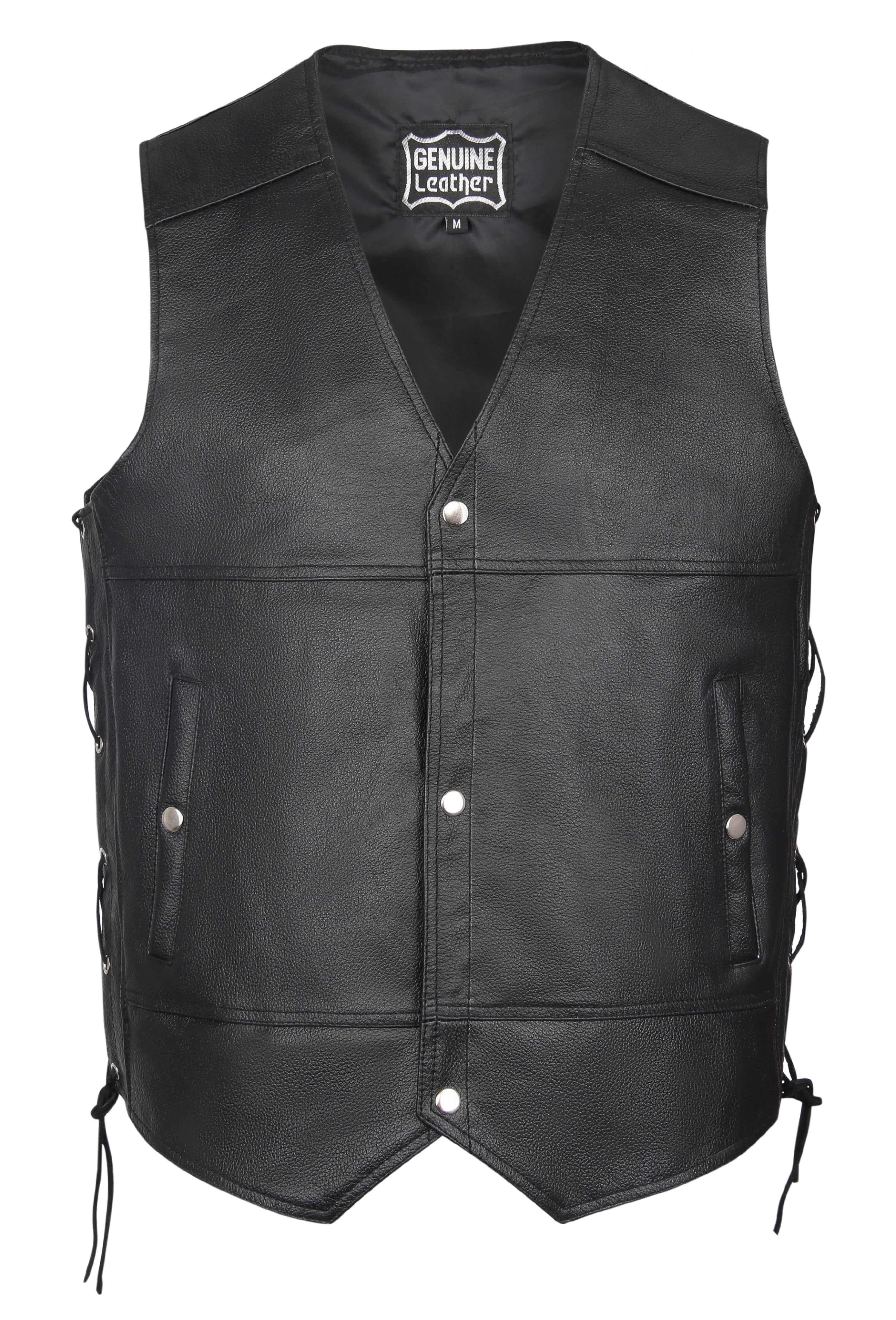 SKYLINEWEARS Leather Motorcycle Vest For Men Black Classic Vintage Club ...