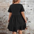 thumbnail image 4 of Plus Size Dresses for Curvy Women 2025 Summer Short Sleeve Crew Neck Mini T Shirt Dress Pleated Ruffle Flowy Beach Sundresses, 4 of 7