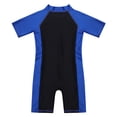 thumbnail image 4 of YONGHS Kids Boys One Piece Swimsuit Short Sleeve Rash Guard Zipper Bathing Suit Swimwear Blue&Black 6, 4 of 7