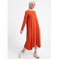 thumbnail image 3 of Orange - Tan - Terra Cotta - Crew neck - Viscose - Tunic - Everyday Basic, 3 of 5