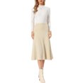 thumbnail image 2 of INSPIRE CHIC Women's High Waist Skirt Herringbone Knit Pattern Midi Skirt M Apricot, 2 of 6