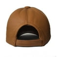 thumbnail image 3 of Genuine Leather Unisex Baseball Cap - 100% Lambskin Leather Adjustable Dad Hat (Sepia), 3 of 5