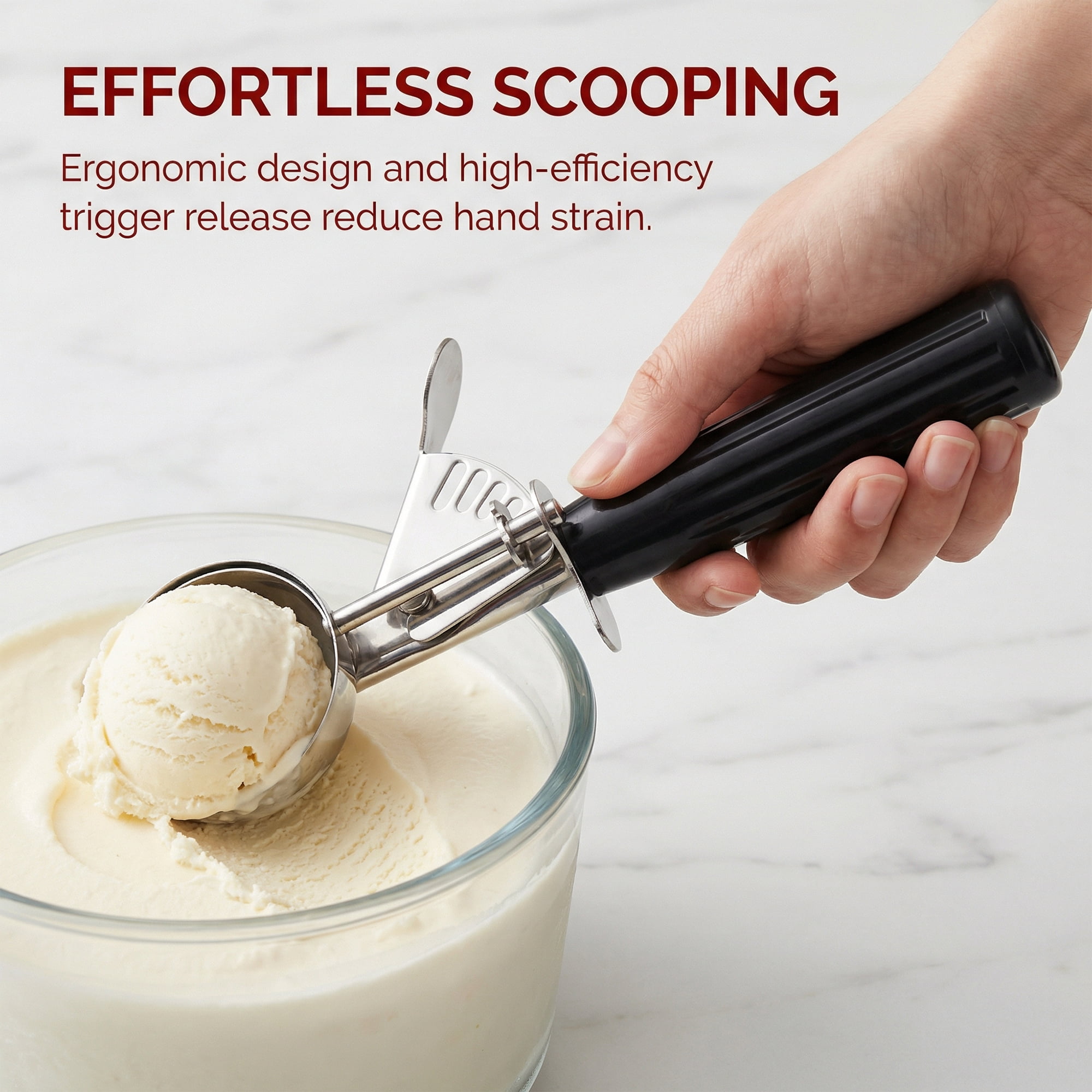 Unique Bargains Stainless Steel Ice Cream Scoop Black 8in