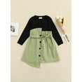 thumbnail image 2 of Seyurigaoka Toddler Girl Fall Dress, Long Sleeve Round Neck Patchwork Belted Dress, 2 of 8