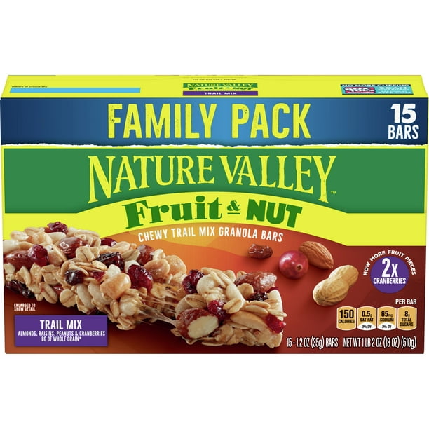 Nature Valley Fruit & Nut Chewy Granola Bars, Trail Mix, 15 Ct Family