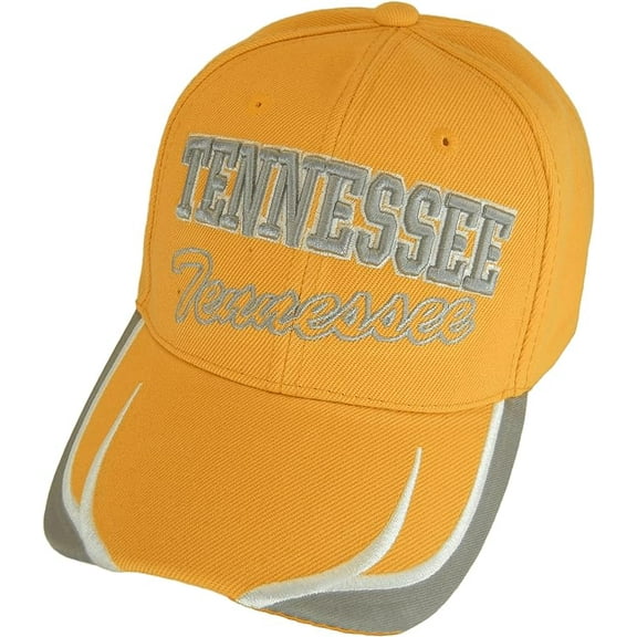 Tennessee Block and Script Lettering Baseball Cap with Embroidered Bill (Orange/Gray)