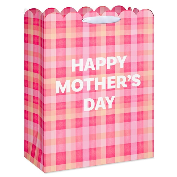 American Greetings Mother's Day 13" Large Gift Bag , Plaid Scallop Design (1-Count)