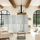 Fionafurn 6-Panel Room Divider Platane Wood Folding Louver Privacy ...