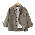 thumbnail image 3 of WAVSUF Boys Button Down Shirt with Chest Pocket Collar Neck Long Sleeve Fall Comfort Trendy Coat Green 10-12, 3 of 8