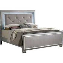 Furniture of America Alderton Panel Bed, Queen, Silver and Gray