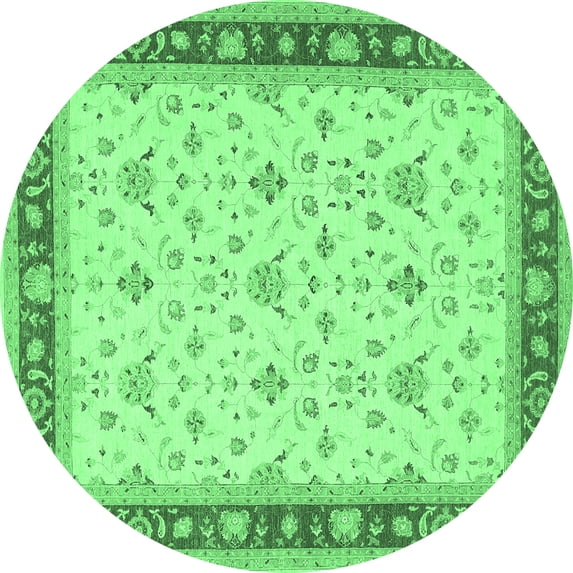 Ahgly Company Indoor Round Persian Emerald Green Traditional Area Rugs, 3' Round