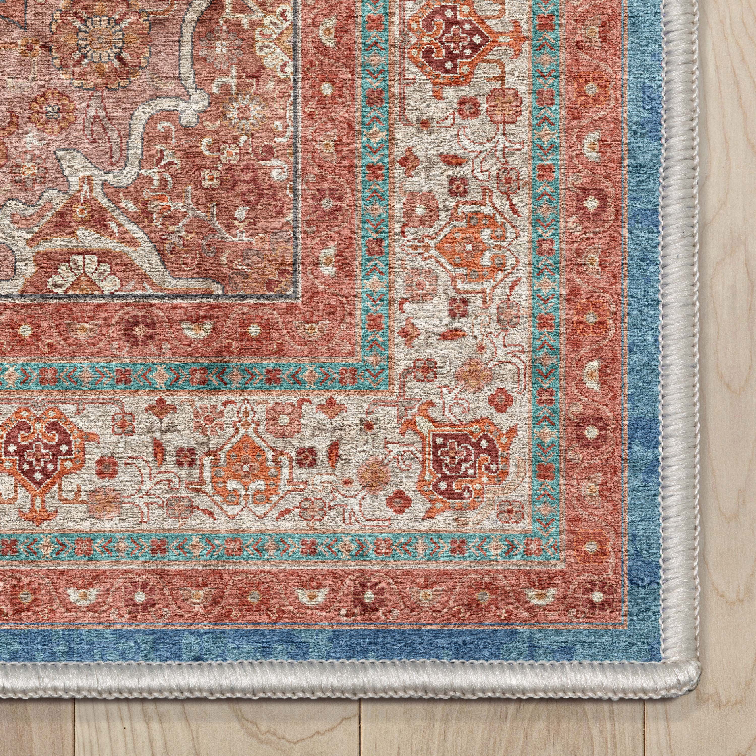 Well Woven Asha Lilith Vintage Oriental Blue Red 5'3" x 7'3" Area Rug