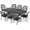 Antique Bronze / Navy Blue, variant on VIVIJASON 9-Piece Patio Furniture Dining Set, All-Weather Cast Aluminum Outdoor Conversation Set, Include 8 Chairs and an Oval Table with Umbrella Hole for Balcony Lawn Garden Backyard