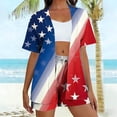 thumbnail image 2 of Guluxicc 2 Piece Outfit Sets for Women 4th of July Short Sleeve Cardigan Matching Shorts with Pockets Casual Beach Sets for Summer Holiday, 2 of 5