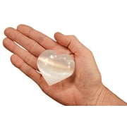 Kidz Rocks Satin Spar Heart 2 1/2" Selenite Chakra Healing Stone White Rock Mineral