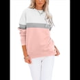 thumbnail image 2 of Sudadera Informal de Larga con Bloques de Color para Mujer, Cuello Redondo, Corte Holgado y Bolsillos. Rosa L, 2 of 6