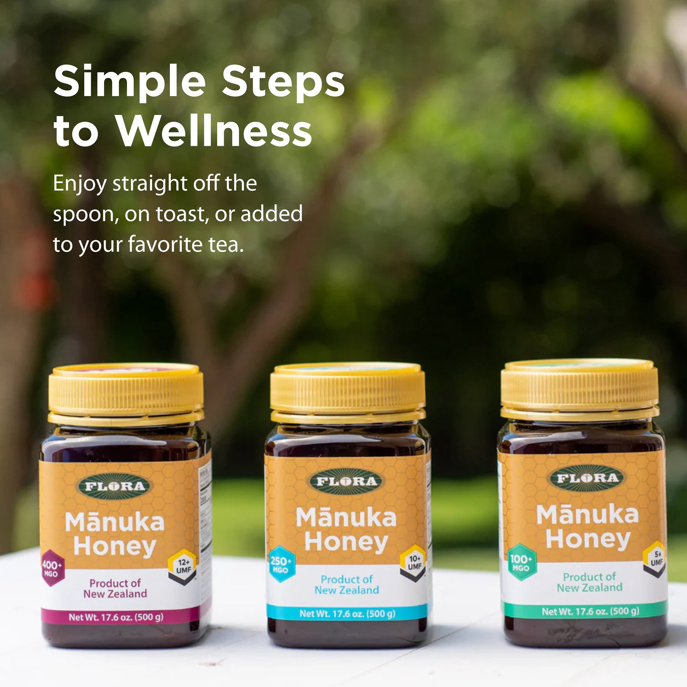Flora - Mānuka Honey MGO 400+/12+ UMF, New Zealand Honey, 100% Traceable MGO,Natural Healing, Sore Throat Relief, Aids Digestion, 8.8-oz. Jar