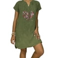 thumbnail image 3 of Birdeem Robe d'Été Décontractée en Coton et Lin à Manches Courtes pour Femmes, 3 of 5