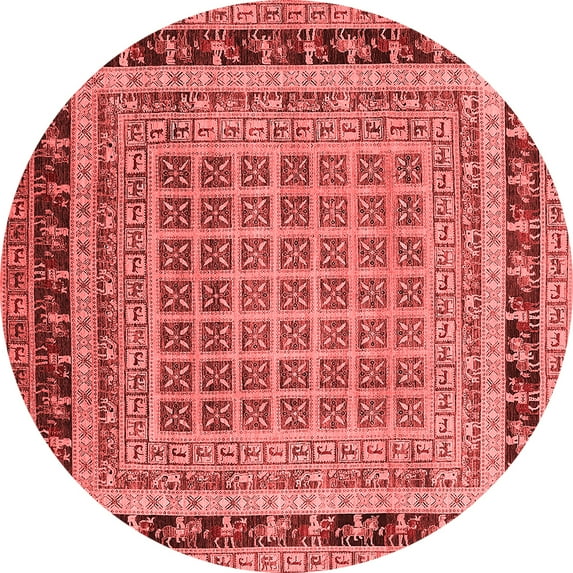 Ahgly Company Indoor Round Oriental Red Industrial Area Rugs, 8' Round