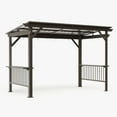 thumbnail image 4 of Domi 6.5x12FT Hardtop Grill Gazebo – Outdoor BBQ Canopy with 2 Side Shelves and Ceiling Hooks, Galvanized Steel Slope Roof for Patio, Lawn, Backyard, Deck – Brown, 4 of 10