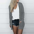thumbnail image 4 of Tiqkatyck Womens Long Sleeve Tops Women's Solid Color Long Sleeve Cardigan Fashion Temperament Loose Comfortable Cardigan Trench Coats for Women Grey, 4 of 6