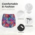 thumbnail image 4 of Bixox Women's Tropical Leaves pattern 2 in 1 Running Shorts - Lightweight Athletic Workout Gym Yoga Shorts Liner with Pockets -, 4 of 7
