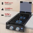 thumbnail image 6 of Camplux 12 Inches Gas Range 2 Burners Propane RV Cooktop Stove 13,000 BTU, 12V, 6 of 12