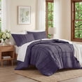 thumbnail image 2 of Regency Heights Full/Queen Comforter Set, Boho 3-Piece Pintuck Stitching Bedding Set, Soft Washed Pleated Bed Sets with Pillow Shams, Skipper Blue, 2 of 9