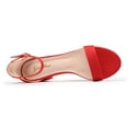 thumbnail image 3 of Zhabtuc Women's Low Chunky Heel Sandal Ankle Strap Open Toe Block heels Party Dress Shoes for Lady Red Size 8.5, 3 of 6
