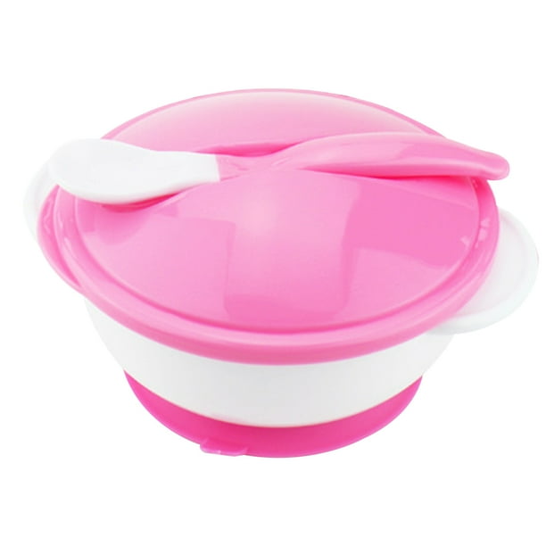 Baby Feeding Bowl with Sucker and Temperature Sensing Spoon Suction Cup